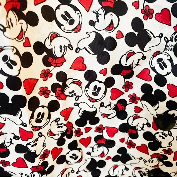 Disney Mickey & Minnie Mouse Vintage 90s Hearts Pattern 3 Button Up Vest Top S/M - Picture 7 of 13